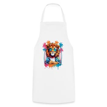 Cool Lion - Cooking Apron - white - Front - AI Model Male 185 dark (185cm)