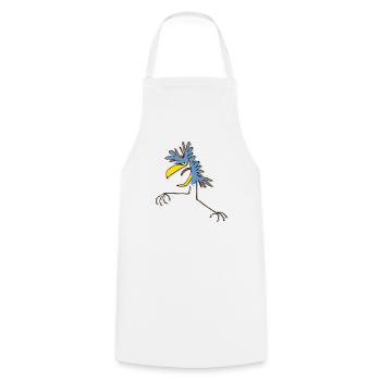 Blue Cartoon Dancing Bird by Cheerful Madness!! - Cooking Apron - white - Front - AI Model Male 185 dark (185cm)