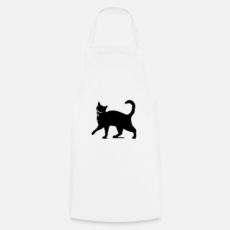 Silhouette de chat noir // silhouette de chat noir! - Tablier de cuisine - blanc