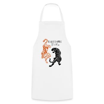 Be Wild And Humble - Tiger Leopard Illustration - Cooking Apron - white - Front - AI Model Male 185 dark (185cm)