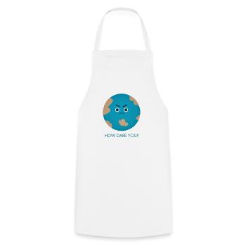How Dare You | Greta - Cooking Apron - white - Front - AI Model Male 185 dark (185cm)