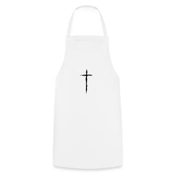 Pâques - Il est ressuscité - Motif croix - Tablier de cuisine - blanc - Devant - AI Model Male 185 dark (185cm)