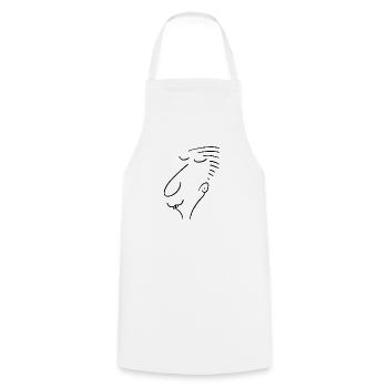 Stefan 057 head - pure head - black - Cooking Apron - white - Front - AI Model Male 185 dark (185cm)