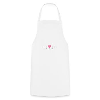 Black and Pink Cat Whiskers, with Heart - Cooking Apron - white - Front - AI Model Male 185 dark (185cm)