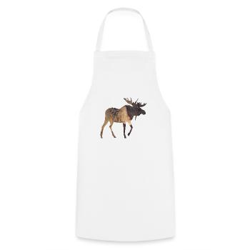 Moose and Mushroom - Cooking Apron - white - Front - AI Model Male 185 dark (185cm)