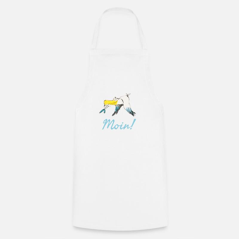 Funny Moin Möwe by Volker Ernsting - Cooking Apron - white
