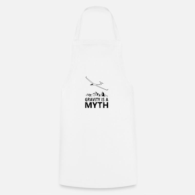 Glider, Gravity is a Myth for pilot pilot - Cooking Apron - white