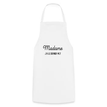 Monsieur Madame: madame j'ai le dernier mot - Tablier de cuisine - blanc - Devant - AI Model Male 185 dark (185cm)