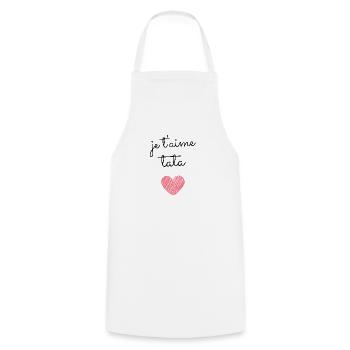 T Shirt je t'aime tata - Tablier de cuisine - blanc - Devant - AI Model Male 185 dark (185cm)