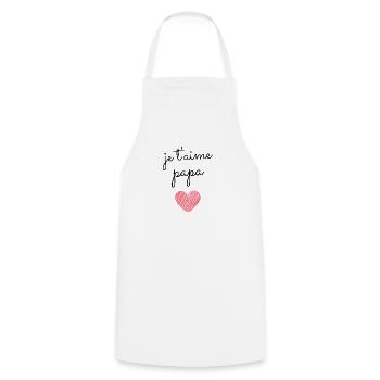T Shirt je t'aime papa - Tablier de cuisine - blanc - Devant - AI Model Male 185 dark (185cm)