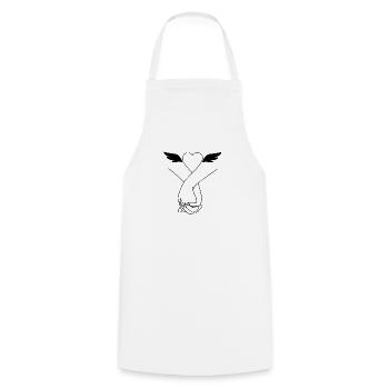Drawing friendship hands fingers wings heart - Cooking Apron - white - Front - AI Model Male 185 dark (185cm)