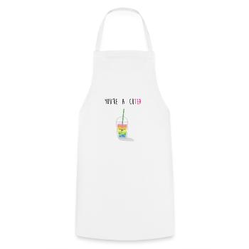You are a cutea - Cooking Apron - white - Front - AI Model Male 185 dark (185cm)