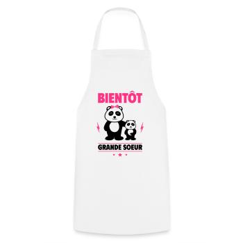 Bientôt grande sœur,future grande soeur - Tablier de cuisine - blanc - Devant - AI Model Male 185 dark (185cm)