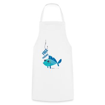 FISH PIERICING - Angel Fishing Angler Shirt Motif - Cooking Apron - white - Front - AI Model Male 185 dark (185cm)