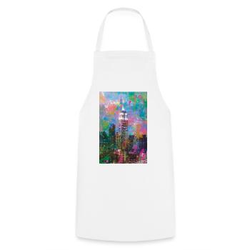 04 Good Morning NEW YORK! Poster Margarita Art - Cooking Apron - white - Front - AI Model Male 185 dark (185cm)