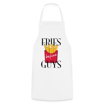 French fries - Cooking Apron - white - Front - AI Model Male 185 dark (185cm)