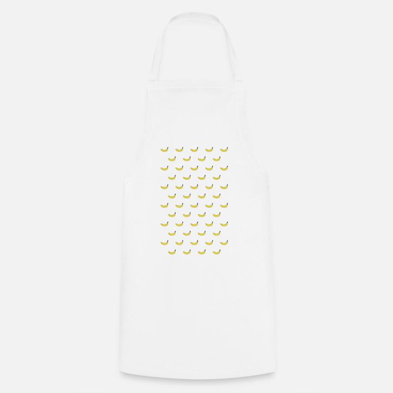 Banana pattern many banana grid yellow fruit - Cooking Apron - white