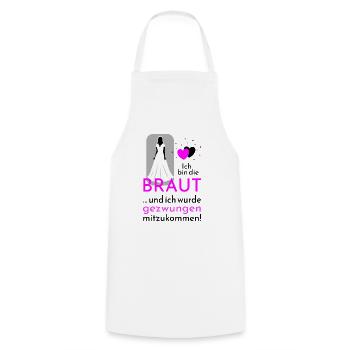 Polterabend Ich bin die Braut für helle Designs - Kochschürze - Weiß - Vorne - AI Model Male 185 dark (185cm)