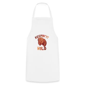 Bear is upset with keeping it wild saying - Cooking Apron - white - Front - AI Model Male 185 dark (185cm)