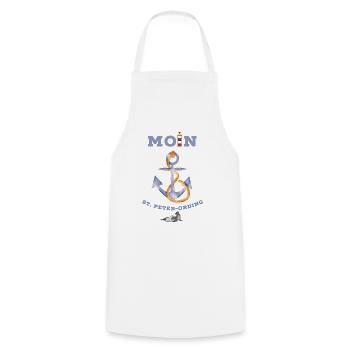 Moin St. Peter-Ording lustige Nordsee Robben Anker - Kochschürze - Weiß - Vorne - AI Model Male 185 dark (185cm)