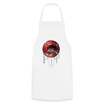 Cute kitten with birds - Cooking Apron - white - Front - AI Model Male 185 dark (185cm)