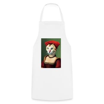 Renaissance Cat Art | Funny Vintage Pet Portrait - Cooking Apron - white - Front - AI Model Male 185 dark (185cm)