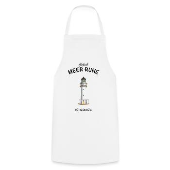 Formentera, Leuchtturm Cap de Barbaria, Meer Ruhe - Kochschürze - Weiß - Vorne - AI Model Male 185 dark (185cm)