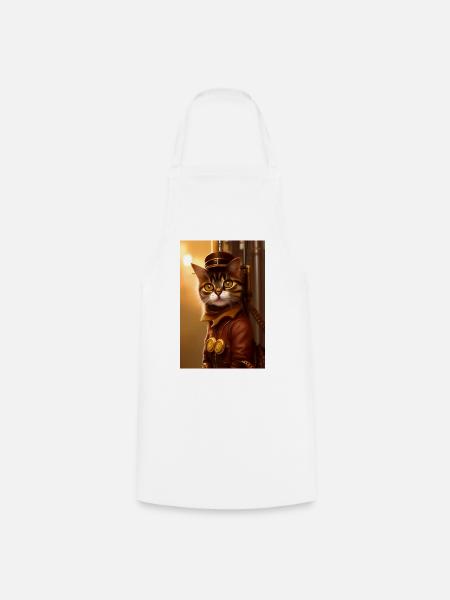 Katze Steampunk Style - Kochschürze - Weiß