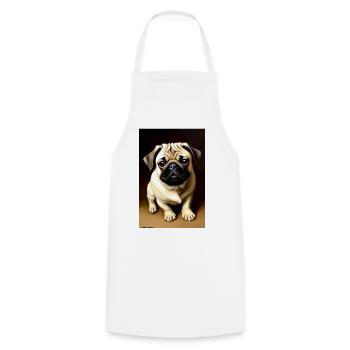 Mops Hund - Kochschürze - Weiß - Vorne - AI Model Male 185 dark (185cm)