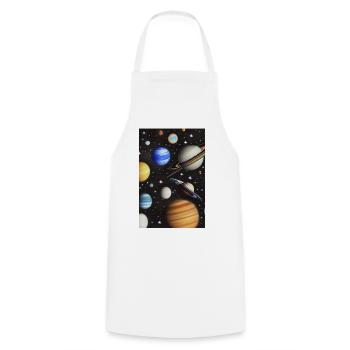 Weltall und Planeten - Kochschürze - Weiß - Vorne - AI Model Male 185 dark (185cm)