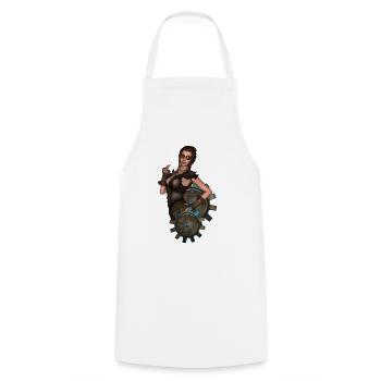The Lady of Steampunk - Cooking Apron - white - Front - AI Model Male 185 dark (185cm)