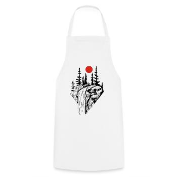 The black waterfall and the red sun - Cooking Apron - white - Front - AI Model Male 185 dark (185cm)