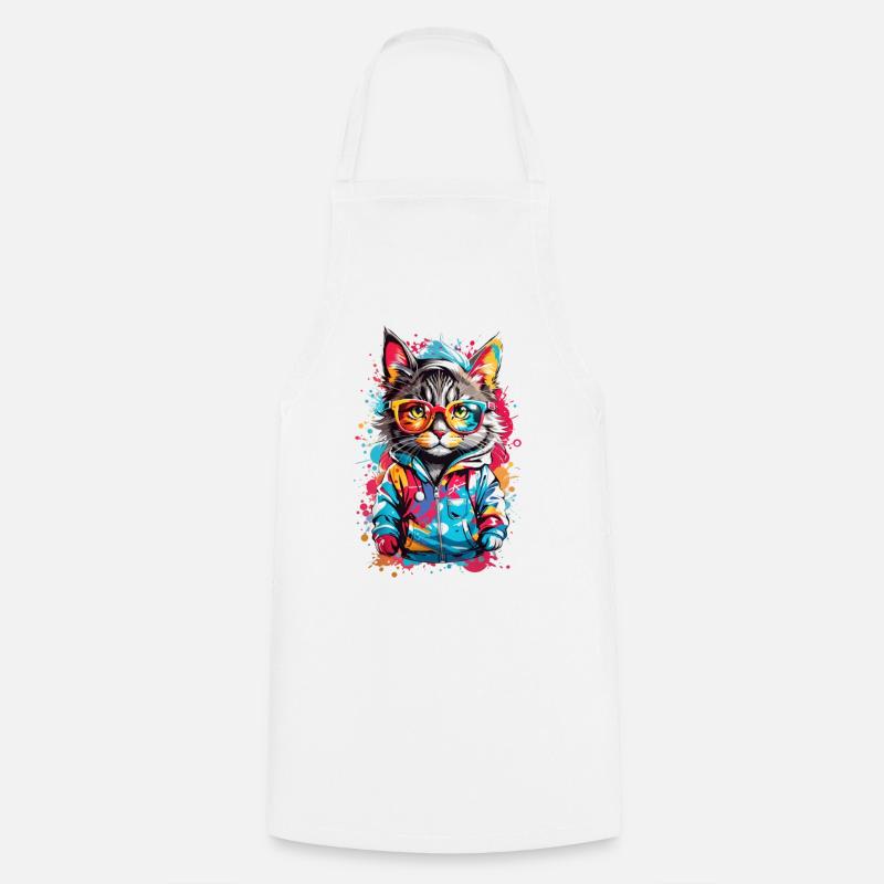 Coole Katze - Kochschürze - Weiß