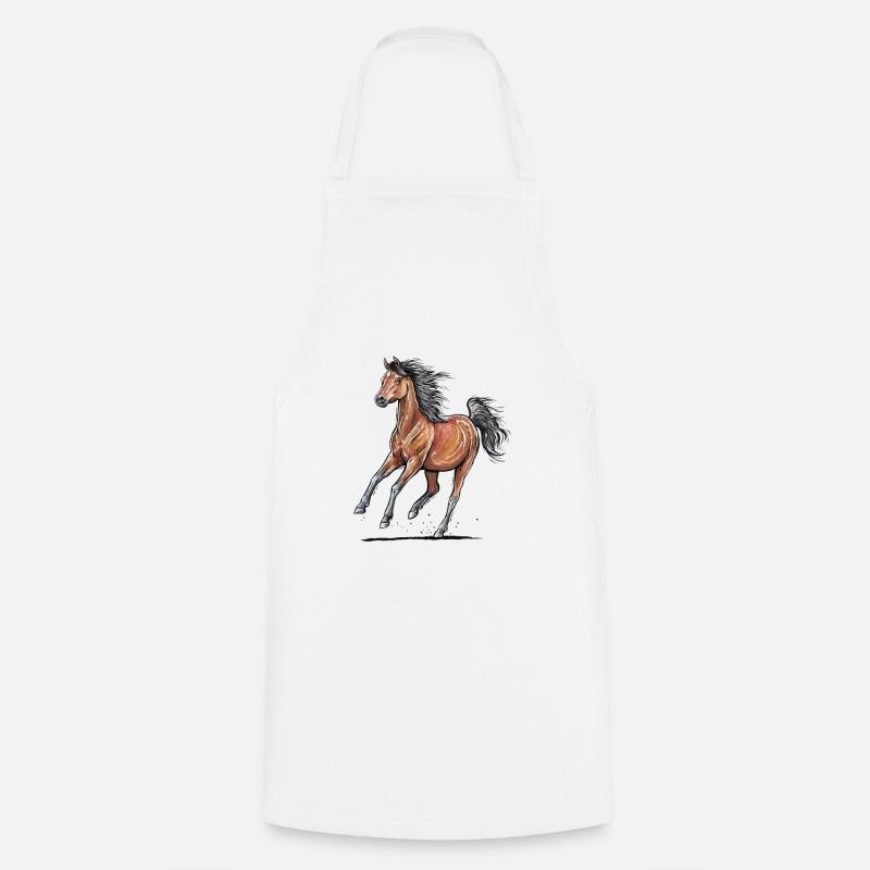 Galop de cheval brun - Tablier de cuisine - blanc