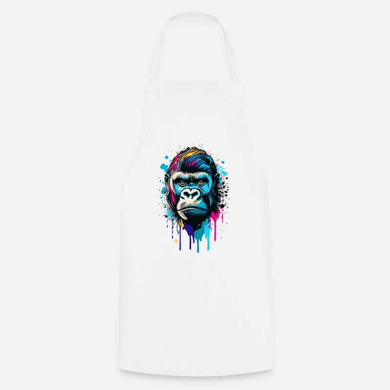 Gorilla Farbenfroh - Bunter Gorilla Affe Gorillas - Kochschürze - Weiß