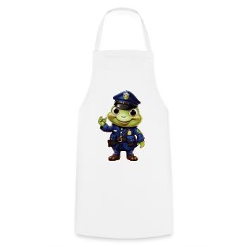 Grenouille de la police - Tablier de cuisine - blanc - Devant - AI Model Male 185 dark (185cm)