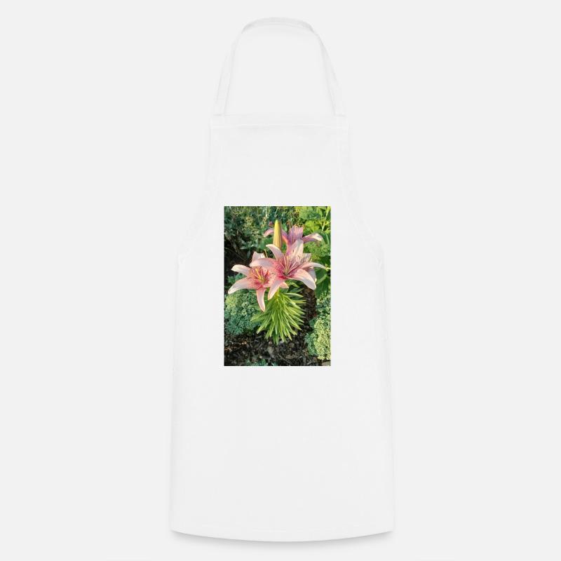 Lily Roses Blossoms - Cooking Apron - white