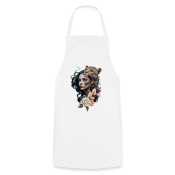 Interaction between the animal world and humanity - Cooking Apron - white - Front - AI Model Male 185 dark (185cm)