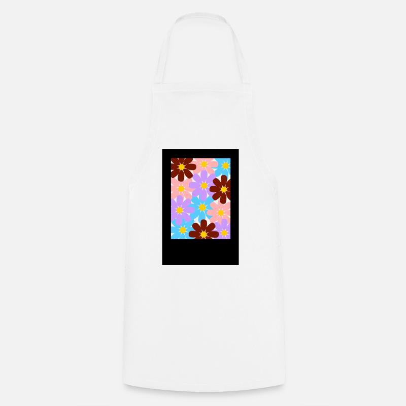 Colorful Blossom Pattern - Cooking Apron - white