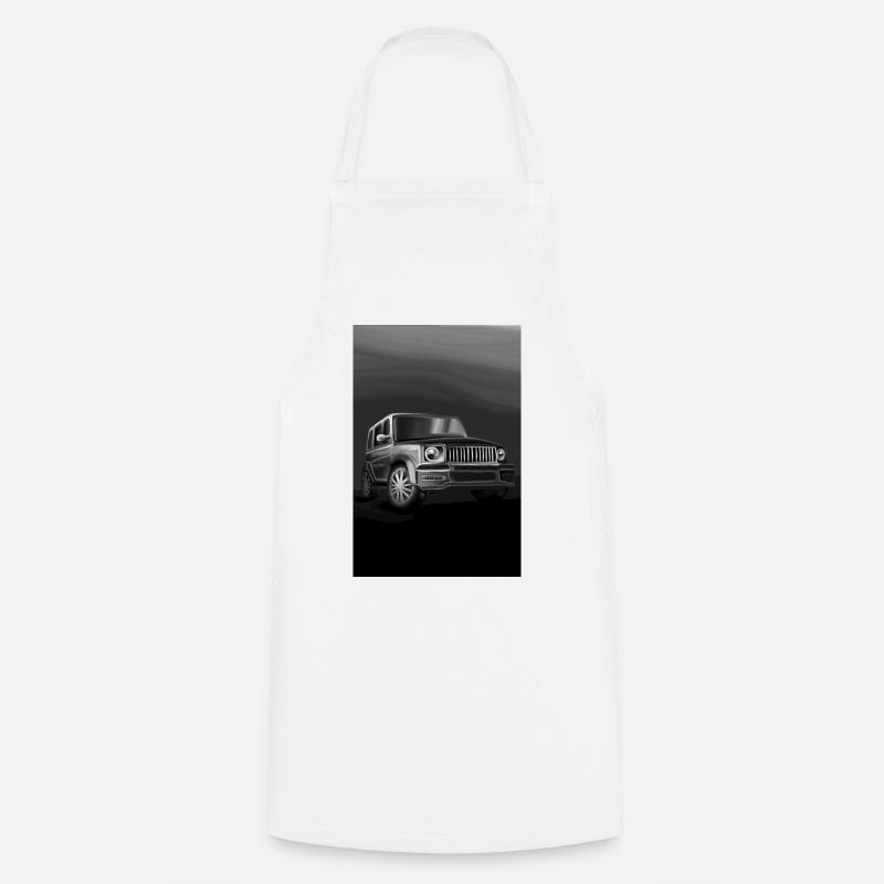 Impression d’art SUV noir et blanc - Tablier de cuisine - blanc