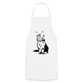 Maine Coon Cat - Cooking Apron - white - Front - AI Model Male 185 dark (185cm)