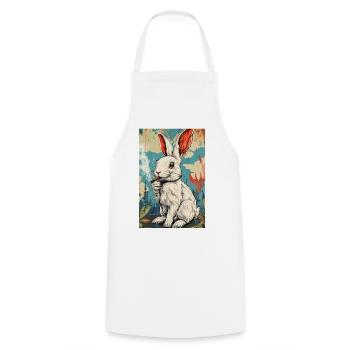 GraffitiHase Zigarette - Kochschürze - Weiß - Vorne - AI Model Male 185 dark (185cm)