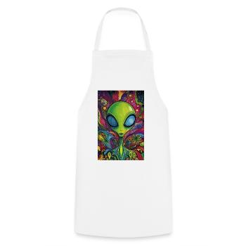Psychedelischer Alien Neonrausch - Kochschürze - Weiß - Vorne - AI Model Male 185 dark (185cm)