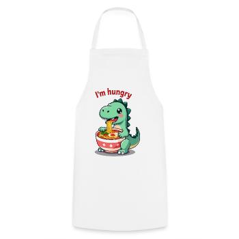 Dinosaurier essen Ramen Cartoon Design - Kochschürze - Weiß - Vorne - AI Model Male 185 dark (185cm)