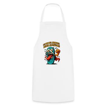 Nightmare Tongue Demon - Cooking Apron - white - Front - AI Model Male 185 dark (185cm)