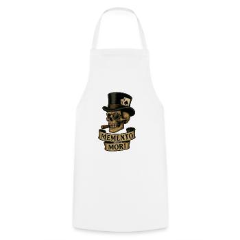 Vintage Memento Mori Skull - Cooking Apron - white - Front - AI Model Male 185 dark (185cm)