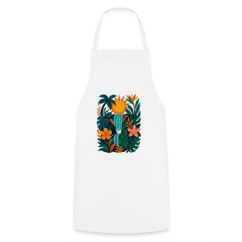 Jungle vibrante - Tablier de cuisine - blanc - Devant - AI Model Male 185 dark (185cm)