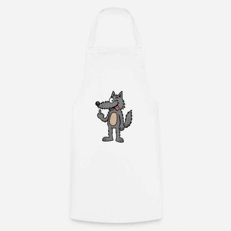 Waldemar Wolf Bande dessinée drôle loup - Tablier de cuisine - blanc