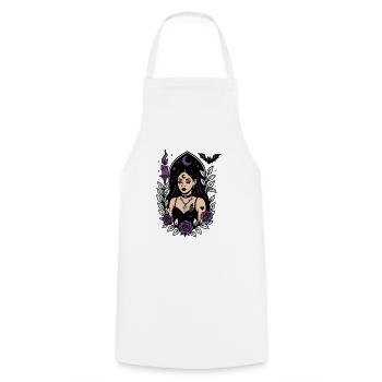 Sorcière gothique violette - Tablier de cuisine - blanc - Devant - AI Model Male 185 dark (185cm)