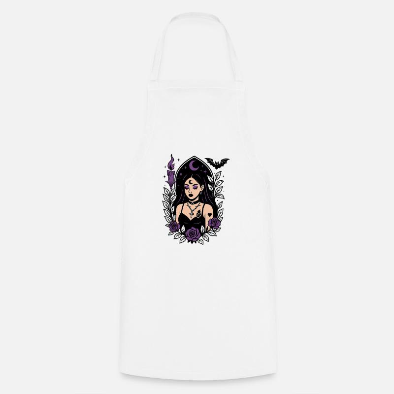 Sorcière gothique violette - Tablier de cuisine - blanc